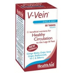 Health Aid V-Vein es un suplemento formulado para ayudar a mantener las venas fuertes y la salud de los vasos sanguíneos, y cons